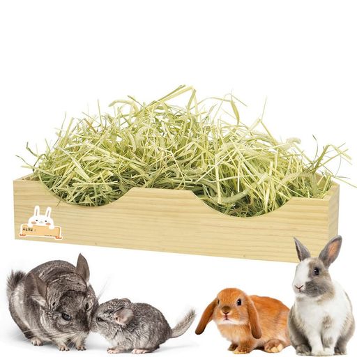 IYOIYAうさぎ牧草入れワイド木製牧草フィーダー大容量チモシー餌入れケージ固定モルモットチンチラデグ..
