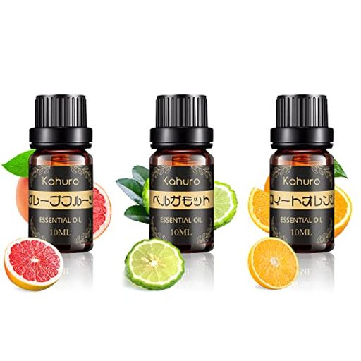 Kahuroアロマオイル3種セットベルガモット/グレープフルーツ/スィートオレンジ3本アロマセット精油エッセンシャルオイルナチュラル柑橘系アロマディフューザー用アロマストーン用プレ…(4.0)