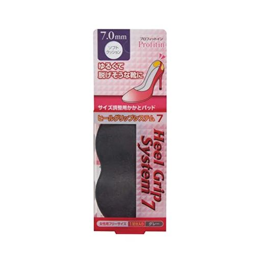 内容量:1足分 カラー:グレー サイズ:フリーサイズ(女性用)、厚さ7.0mm 靴のかかとに貼るだけで、ソフトなクッションがかかとをグリップして靴を脱げにくくし、歩行を楽にする靴ずれ・うおのめ防止パッドです。
