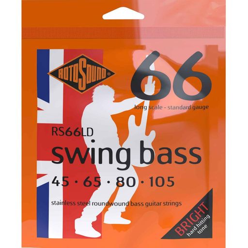 【MadeinUK】一貫したトーンとパフォーマンスを提供するROTOSOUND(ロトサウンド)のベース弦「RS66LD」 明るくパンチの効いたハイエナジーなサウンドを実現するSwingBass66シリーズ LongScareStanderdGauge:.045/.065/.080/.105 Material:StainlessSteelRoundwound Tone:Bright、Output:Medium