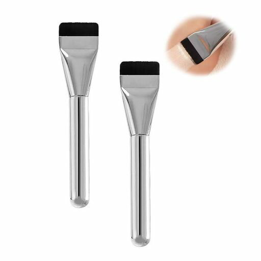 ISHRファンデーションブラシ化粧ブラシフ2本入メイクブラシ極細ファンデーションブラシ高級繊維毛平型..