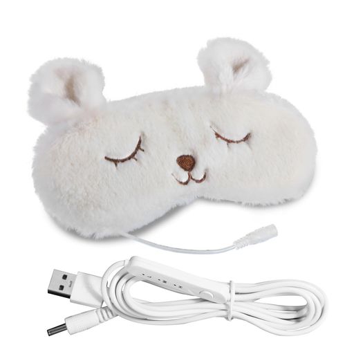 Joycorexホットアイマスクかわいい軽量USB電熱式温度調節自動電源オフカバー洗えるリモコン付き収納袋付き日本語説明書付きふわふわ旅行快眠グッズギフトウサギのデザイン