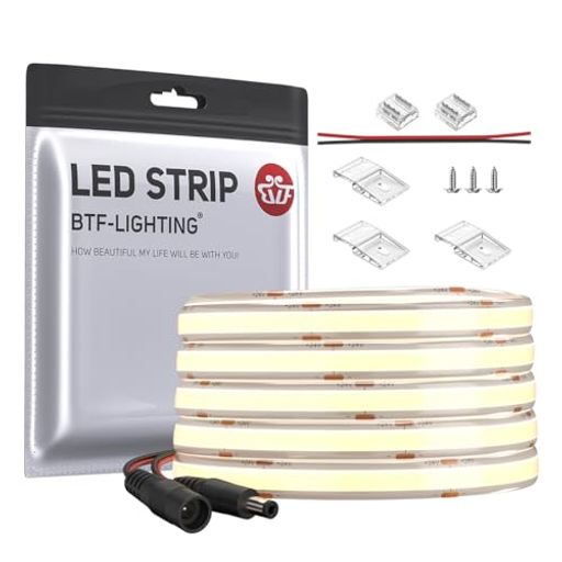 Lights - BTF-LIGHTINGFCOBCOBLEDテープライトIP65防水高密度フレキシブル5M480LEDs/m2400LEDs/5m昼白色4000K幅8mmストリップライトDC12V9W/m調光可能変形可能切断可能