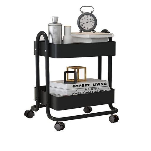 Wall Furniture - MelodyHouseキッチンワゴン2段キッチンワゴンバスケットラックスリム隙間収納キャスター付き収納ワゴンサイドテーブルスチール台所収納収納ラック棚バスケット移動式ブラック