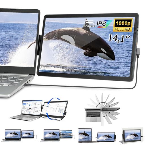 Display Monitor （Other） - nerhemgポータブルモニター14.1“360°回転サブモニターIPSフルHDノートPC/スマホ/PS5対応HDMIType-C