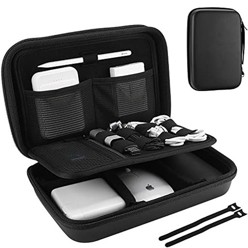 ProCase ガジェットポーチ、防水性のあるEVA材、大容量、3層仕組み MacBook アダプタ・ Magic Mouse 2・ USB Flash Disk・SD収納、スマホ・タブレット充電・ケーブルの小物入れ、PC周辺アクセサリーの… fleurette01-10144889 fleurette パッケージ画像
