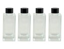 SIMOUTAL 長方形ガラスリードディフューザーボトル 4個セット 空の香り付きオイル容器 (150ML ブラックキャップ)
