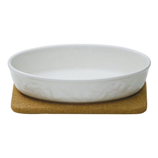 商品サイズ:約19.5x13x4cm 商品重量:0.38kg 素材:陶器 生産国:日本 セット内容:グラタン皿x1,コルク鍋敷き(長角型)x1