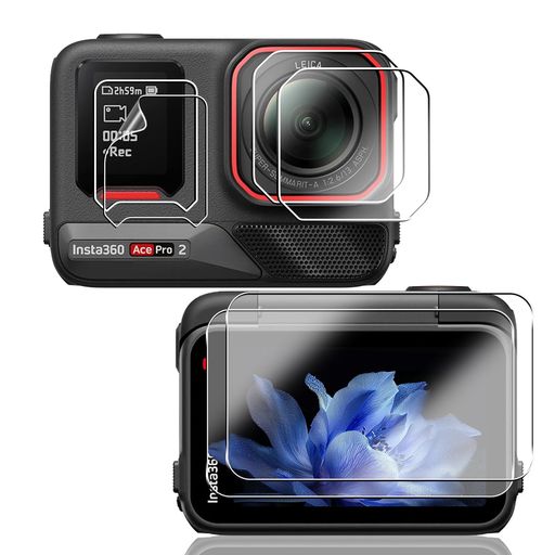 Film - 【2+2+2枚セット】対応Insta360AcePro2ガラスフィルム+カメラ保護フィルム【日本製素材旭硝子製】用インスタ360acepro2フィルム強化ガラス保護フィルム硬度9H耐衝撃飛散防止指紋防止全面保護