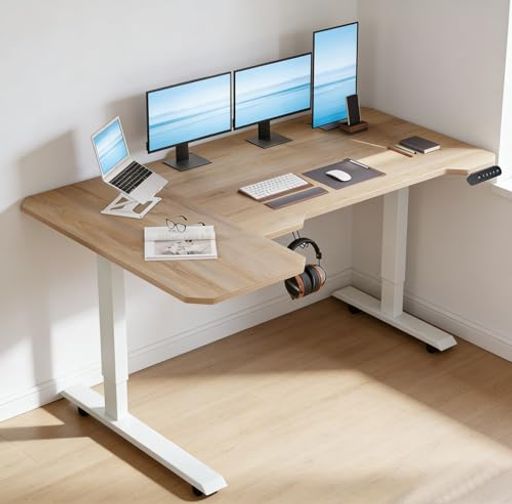 スタンディングデスク L字 昇降デスク Radlove 電動昇降式パソコンデスク 幅150cm*奥行101cm ゲーミングデスク 机 コーナー 高さ 69~115CM メモリー機能付き オフィス ワークテーブル 食事 学習/…