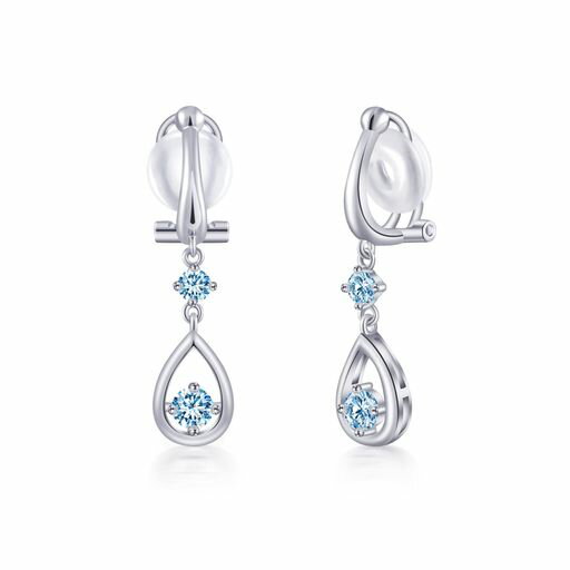 Freebirdアクアマリンイヤリングレディース人気「純粋な心」揺れるノンホールピアス金属アレルギー対応..