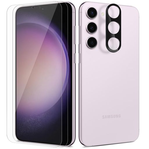 【指紋認証対応·2+1セット】DIACUBEGalaxyS23Plus超薄型強化ガラスフィルム(2枚)+カメラレンズ保護フィルム(1枚)【ガイドツール付】硬度9Hスリム強化ガラスコーティングされたPETフィルム99%透…