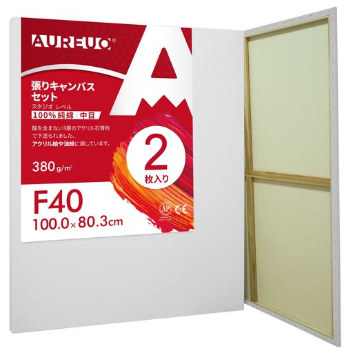AUREUO張りキャンバスセットF40(100cmX80.3cm)中目100%コットン2枚初心者絵画用具芸術絵創作現代油絵美術装飾水彩画・油絵画・アクリル兼用