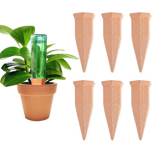 Gardening - YBHWOGI自動水やり器植物水やり自動給水器自然素材陶土製鉢植え用持続保湿式留守中も安心ペットボトルに対応室内ベランダ対応(6本セット)