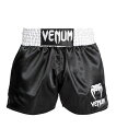 ムエタイトランクス MUAY THAI SHORTS CLASSIC //ヴェナム ベナム キックパンツ ボクシング トランクス スポーツウェア トレーニング 格闘技 (ブラック×ホワイト×ホワイト X-SMALL)
