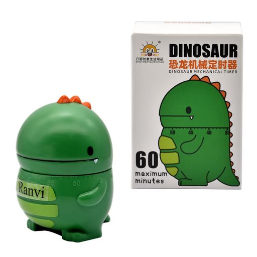 Ranvi かわいい恐竜タイマー 60分 機械式 キッチンタイマー 勉強 日常用 (グリーン)