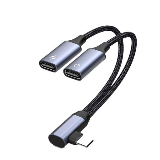 Akkerds Type-Cイヤホンジャック変換アダプタ(2 in 1) USB-Cケーブル DACデコーダ携帯パソコン共通 同時高速充電USB-Cアダプタ 充電と聴歌を同時に行う