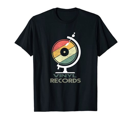 VinylGlobeRecordPlayerVintageTurntableMusicTシャツ VinylGlobeRecordPlayerVintageTurntableMusicTシャツ