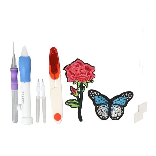 9個のマジック刺繍ペンセットパンチ刺繍針セットクロスステッチツールキット付き刺繍DIYクラフト糸通し..