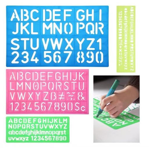 YFFSFDCテンプレート英数字レター4枚セットDIY絵画塗装道具大文字アルファベット数字描画テンプレート製図用定規ステンシルシート繰り返し利用