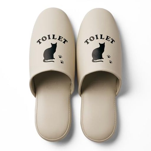 樂天商城 - [トイレ用]ねこかわいい歩きやすい[ニッポンスリッパ]おしゃれベージュうすだいだい25cm-26cm6433スリッパルームシューズ拖鞋室内来客用にも