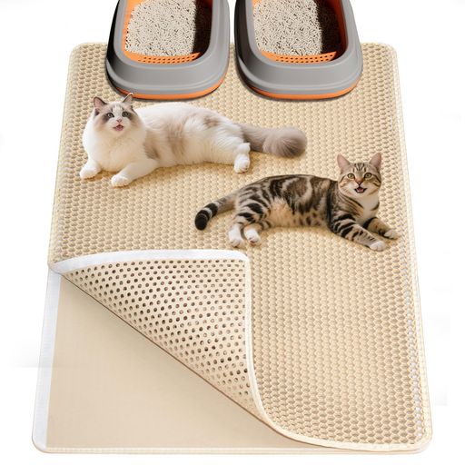 🐱【猫砂拾い集め用の特大マット】:大型の猫或いは複数のペットを飼っているでも、たくさんの猫砂拾いには特大マットが必要です。特大サイズの猫砂マットは猫トイレの入口周りをカバーしやすくなり、例えば、インテリジェントな猫トイレ、または二つの普通な猫トイレの周りです。床に猫砂を集め、あちこちに散らかることはなくなり、非常に便利です。 🐈【防水や尿の浸透防止】: 二重のハニカムデザインで、散らかった猫砂はハニカムようなブラックホールを通って下の層に落ちやすくなります。底のEVA層は防水で、尿の浸透も防止でき、水と尿汚れからあなたの床とカーペットを心配する必要はありません。 🔥【便利なベルクロのデザイン】: 長い側(90cm)に二重ベルクロがあり、完全にオープンマットを受け取ることになります。二重ベルクロのデザインでは、より良いきれいにするか、下のマットを拭くために二つの層を離れて取るか、簡単に猫砂を収集するために完全なマットとして組み合わせることもできます。 ⛄【リサイクルや清掃が簡単】: マットを持ち上げるだけで、閉じ込められた猫砂はすべて自動的に落ちます。