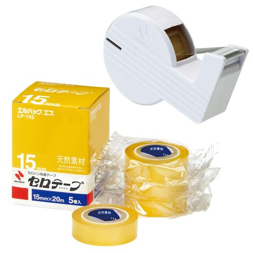 ニチバン セロテープ 小巻 エルパックエス 5巻 15mm 直線美miniカッター セット 白 LP15S-15SCB5