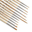 JERRY Q ART 12 PCS DETAIL PAINT BRUSHES GOLDEN SYNTHETIC HAIR HIGH PERFORMANCE F...