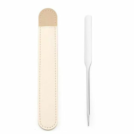 CHENLONBスパチュラ化粧品混合スパチュラスパチュラメイクツールステンレス製ミニコンシーラーファンデーション化粧品用DIYツール収納スリーブ付き(B)