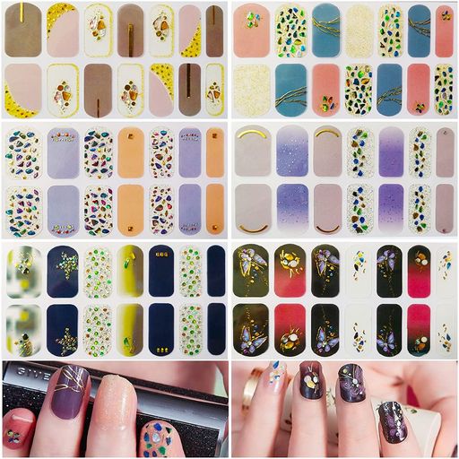 ネイルシール手6枚入り立体3Dデザインネイルステッカー手用ジェルネイルネイルアットネイルデザイン手の爪貼るだけ簡単セルフネイルダイヤ飾り立体感人気お洒落(E)