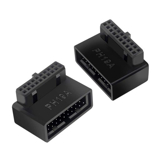 chenyangUSB3.0フロントパネルヘッダー19/20ピンオス-メス90度角度付きメインボードヘッダージェンダーチェンジャーコネクターアダプターオーバーモールドタイプ2個パック