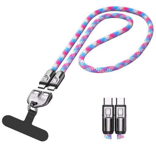 GLOWZENタイプcケーブル240WUSB-Cケーブル長30CM-120CM高速充電データ転送コード落下防止デザイン耐久性ナイロン編みType-Cスマホノートパソコンタブレット対応(さくらピンク120CM)