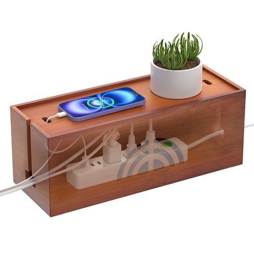 サイズと重量:L幅40x奥行15x高さ15cm(内寸:38.4x12.8x13.4cm)重量1.23kg;※本製品は手作り品です、サイズは0.1-0.3cm誤差の場合がございますので、ご了承お願い申し上げます 収納機能:充電ケーブルや電源タップなどの収納ボックスです。散らかりがちなコンセント周りを隠し、見た目すっきりになれます。天板の上には、スマートフォンや小物などを置くことができるので、コンセントやコードを隠すだけでなく、収納としても使用できます。 安全保護機能:電源タップやコンセント等をボックス内部に隠すことは、ペットと赤ちゃんへのイタズラ、ホコリが溜まる、ロボット掃除機はケーブルを巻き込みなど事を防止できます。虹型とキノコ型の放熱穴デザイン、温度上昇を防ぐ同時に見た目も美しい 使い方簡単:完成品でお届られて、組立不要です、届いたらすぐに使えます。ケーブルやコンセントを中に入れて、両側からコードを出す、蓋を差し込むだけで完了です。