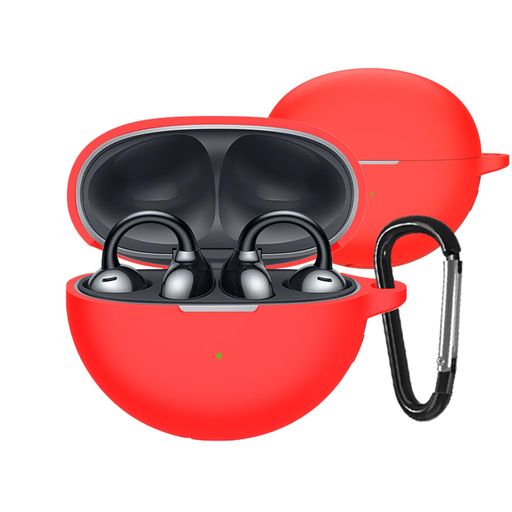 YAODLEHUAWEIFreeClip用ケースHUAWEIFreeClipケースシリコン素材装着充電可能全面保護落下防止キズ防止耐衝撃防塵軽量収納カラビナ付き(レッド)