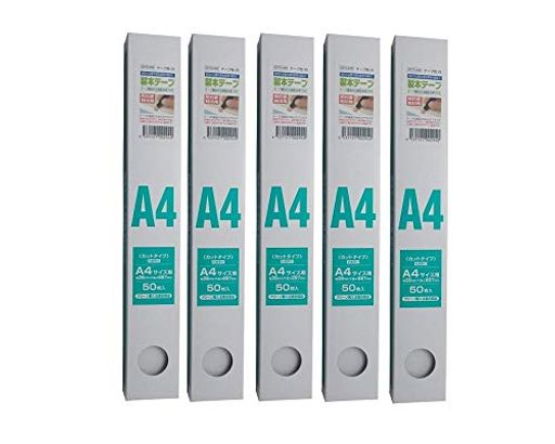 【5個セット】清和産業製本テープA4カット業務用(契約書割印用)(計250枚入セット)