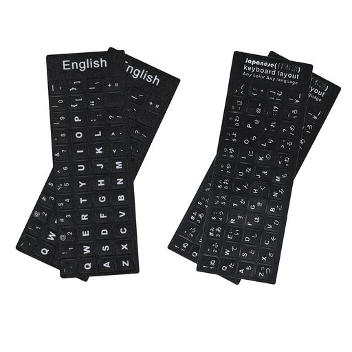 EsiFareキーボードシール日本語・英語4枚セットユニバーサルキーボードステッカー黒地白文字