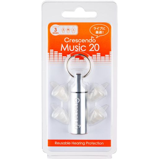 CRESCENDO ライブ用耳栓 Music 20 S/M/L イヤープロテクター/音楽鑑賞/自然な音と通気性/3サイズのイヤーチップ付属
