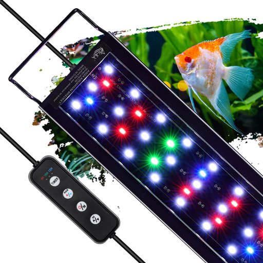 👍【高品質アクアリウムライト】AQQAのアクアリウム ライトは、高輝度LEDチップを5列に配置し、同サイズの一般的な水槽ライトと比べて約10%多くのチップを搭載しています。これにより、より明るく均一な水槽 led 照明が可能です。白色LEDとRGB(赤・緑・青)チップを組み合わせたフルスペクトル設計で、メダカや金魚、水草の健やかな成長をサポートします。本体素材には、耐酸化性・放熱性・耐久性に優れた材料を使用しており、最大輝度で長時間使用しても本体が過熱することはありません。この水槽ledライトの寿命は約50,000時間と、長く安心してご使用いただけます。 👍【新機能:24/7自動調光モード】 強力な照明能力に加え、便利な自動調光モード「24/7モード」を搭載しています。このモードは日の出の淡い光から正午の明るいフル光、さらに夜の星空のようなブルーライトへと、自然の光(日の出から月光まで)を再現します。このアクアリウムライトは、水草の成長や魚の生活リズムに合わせて光をシミュレートし、自然な生活環境を再現します。さらに、一度設定するだけで、毎日朝6時に自動点灯、夜22:30時に自動消灯するため、非常に便利です。