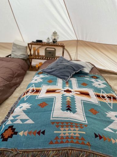 アウトドアキャンプネイティブ柄オルテガ柄おしゃれブランケット(130X160cm)...