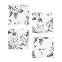 スタイルデコール(STYLE DECOR) コースター 綿100% おしゃれ 布 4枚セット 洗える 北欧 花柄 ライラック モノクローム W3004300