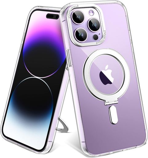 Magsafe対応iPhone15Proケーススタンド付きMagSafe磁気リング対応のマットな透明米軍耐衝撃縦横両対応いphone15Pro用ケースおしゃれ純正アイフォン15プロスマホケース6.1インチクリア