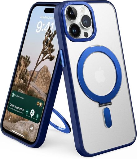 樂天商城 - Magsafe対応iPhone14ProMaxケーススタンド付きMagSafe磁気リング対応のマットな透明米軍耐衝撃縦横両対応いphone14ProMax用ケースおしゃれ純正アイフォン14プロマックススマホケース