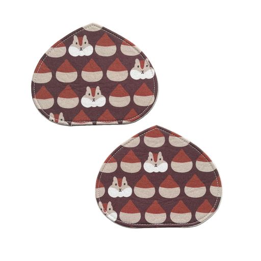 布製コースター吸水型可愛いリスと栗2枚組