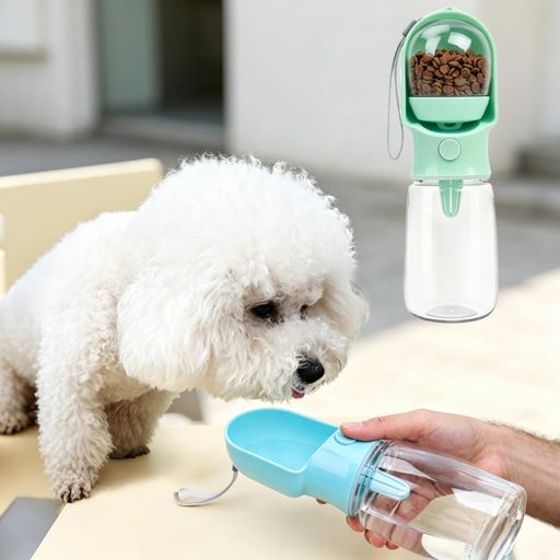 DALLYCARRE 給水器 ペット水飲み 大容量500ml ドッグフード保存ボトル付き 軽量ウ...
