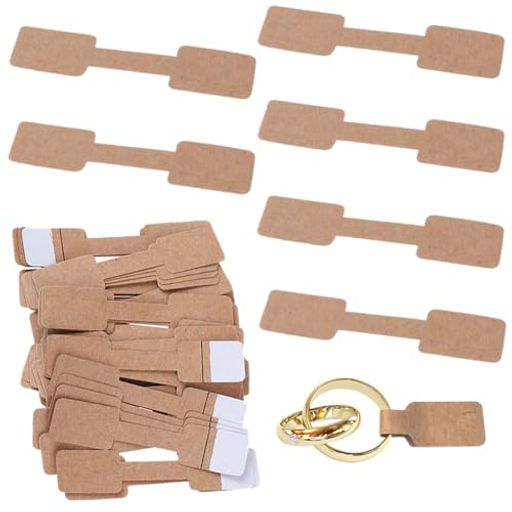 ESJNNKジュエリー値札100枚無地値札紙タグプライスタグテープ式識別ラベル価格スタグ価格ステッカー小値札タグ指輪ブレスレット用(クラフト紙6*1.2cm)