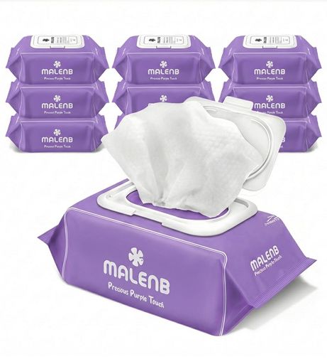 Baby Wipes - 【プレミアムおしりふき】MALENB純粋99%超厚手シート80g/m2ビックサイズ20x18.5cm無添加蓋つき低刺激保湿ベビーワイプ(72枚入りx10個)