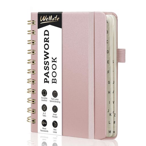 WEMATEパスワード管理ノートリングパスワードブックA6アルファベットタブ付き小型高齢者向けハードカバ..