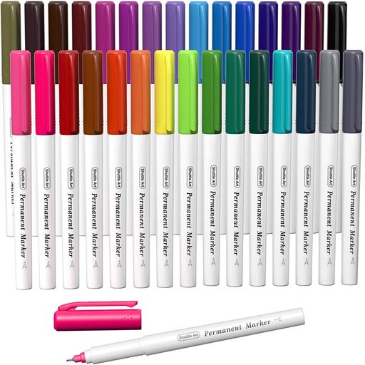 ShuttleArt油性ペン30色セット極細0.5mmカラーペン油性マーカー速乾耐水サインペンネームペン名前ペン..