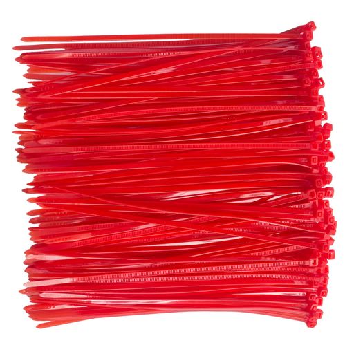 耐候性頑丈なナイロン結束バンド300本RED/赤/レッド長さ200mm(結束長さ170mm)幅3.6mm最大張力18kgs自動ロックラップ屋内屋外用高耐久ケーブルタイコードストラップ強力ケーブル固定配線管理ケ…