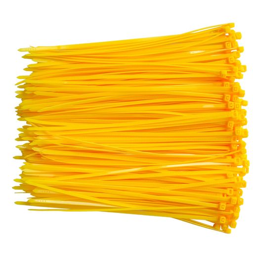 耐候性頑丈なナイロン結束バンド300本YELLOW/黄/イエロー長さ200mm(結束長さ170mm)幅3.6mm最大張力18kgs自動ロックラップ屋内屋外用高耐久ケーブルタイコードストラップ強力ケーブル固定配線管理